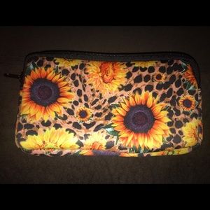 Cheetah and sunflower print small cosmetic bags